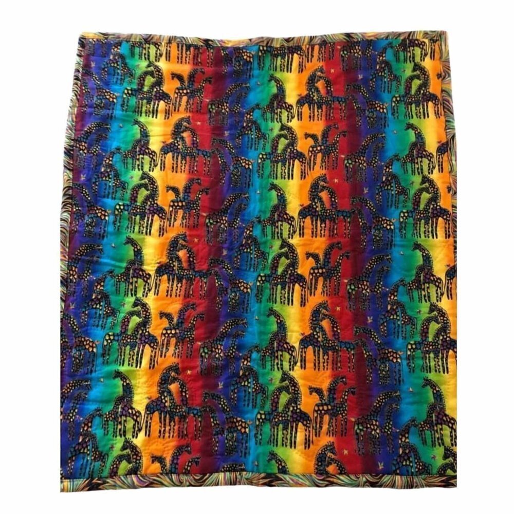 LAUREL BURCH Hand Quilted Wall Hanging  40"X 34.75" Giraffe and Abstract 704